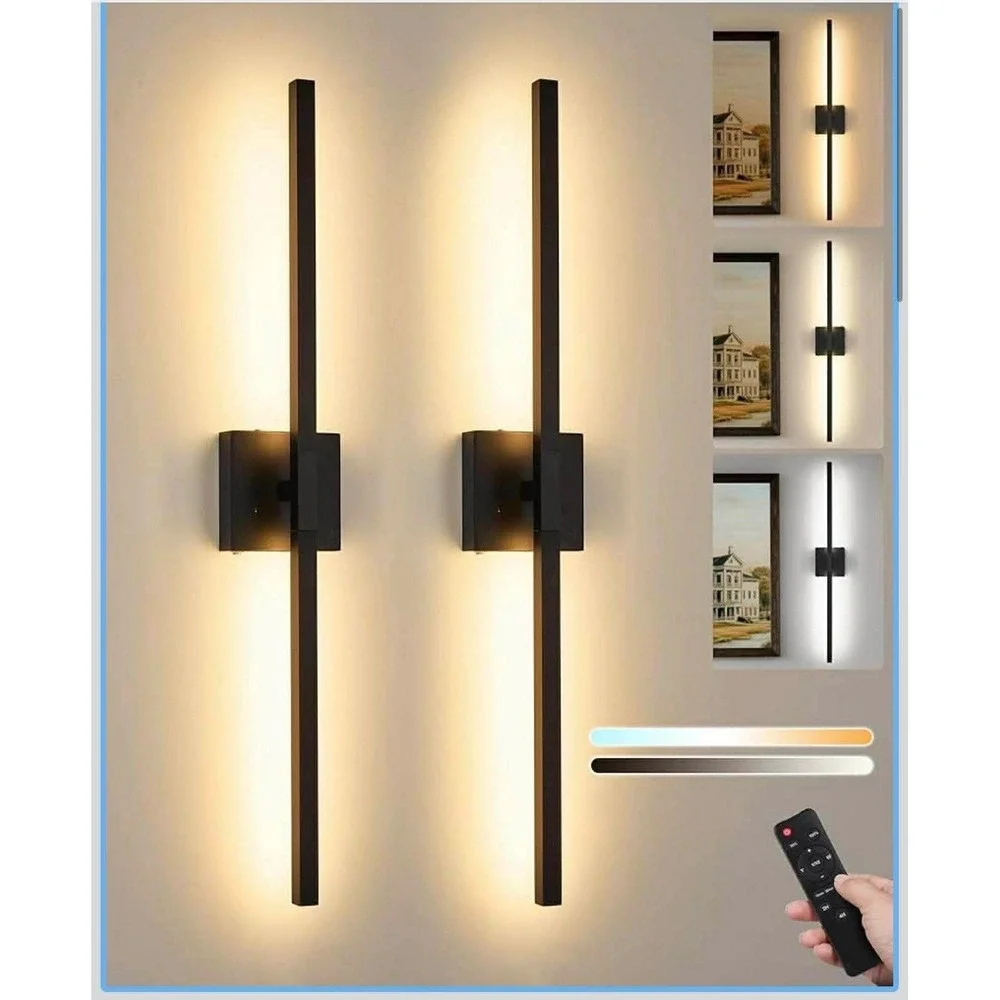 36 Inch Battery Operated Wall Sconce‎ Set of Two, 8000mAh USB Rechargeable W...
